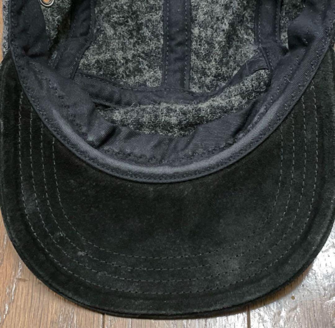 極美品 Hender Scheme ツイード スエード ジェットキャップ 黒×灰
