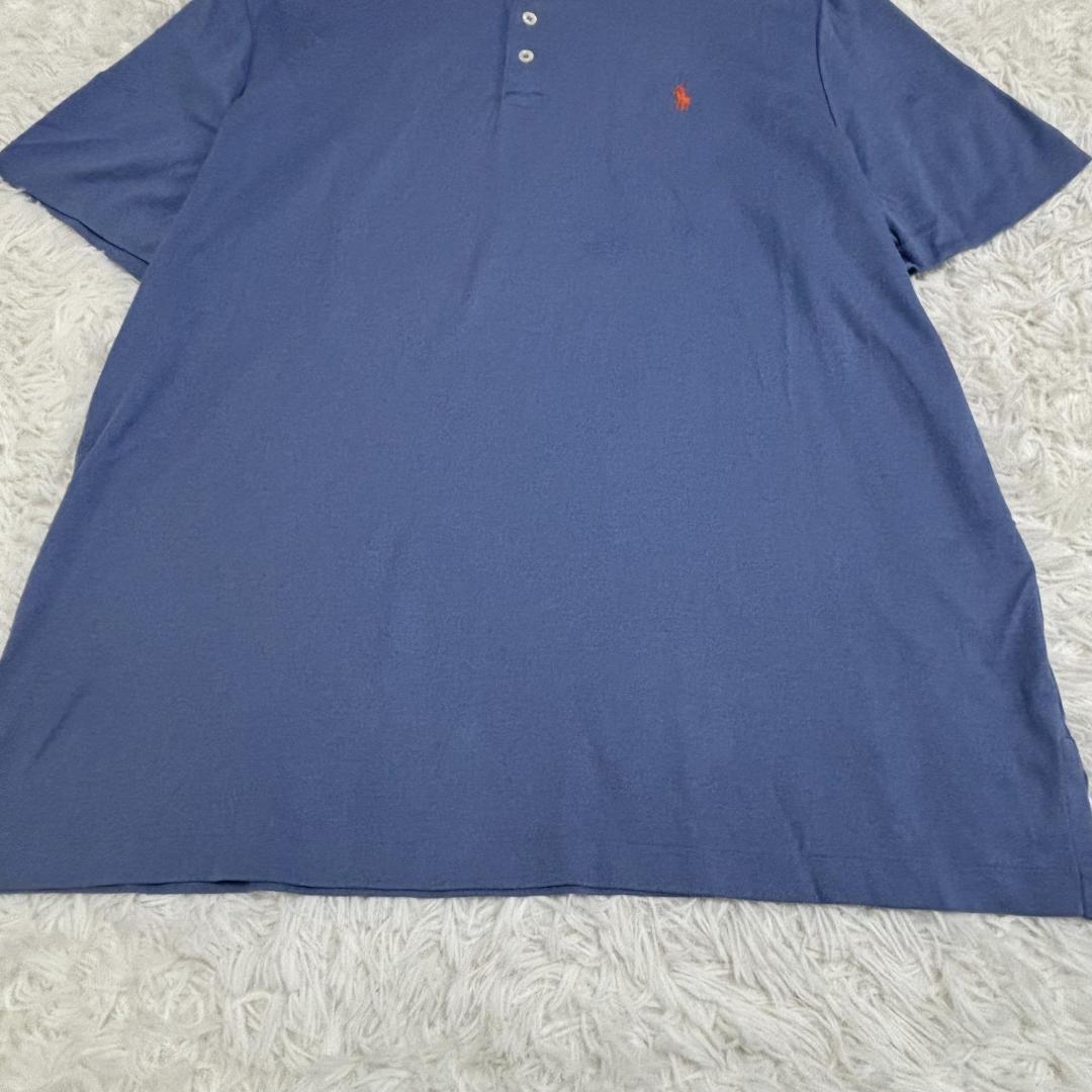 【新品未使用タグ付き】RALPH LAUREN ポロシャツ 刺繍 総柄 2XL 現行タグ ポロラルフローレン ポロシャツ XL ブルー オレンジ