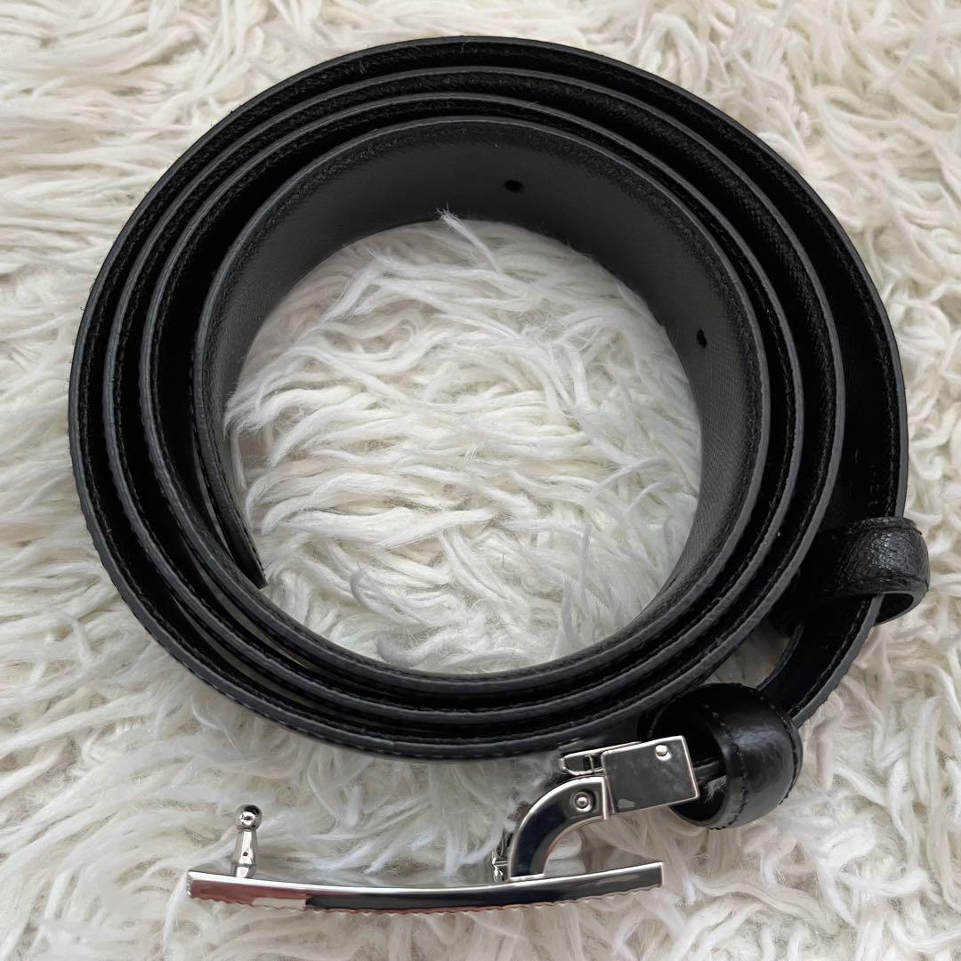 【極美品】dunhill リバーシブルベルト　黒　レザー　メンズ　シルバー金具