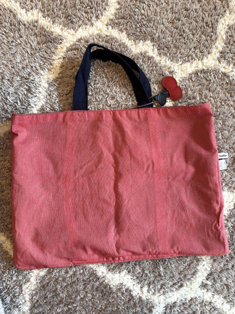 ファミリア　さくらんぼ　刺繍　トートバッグ　チャーム付き