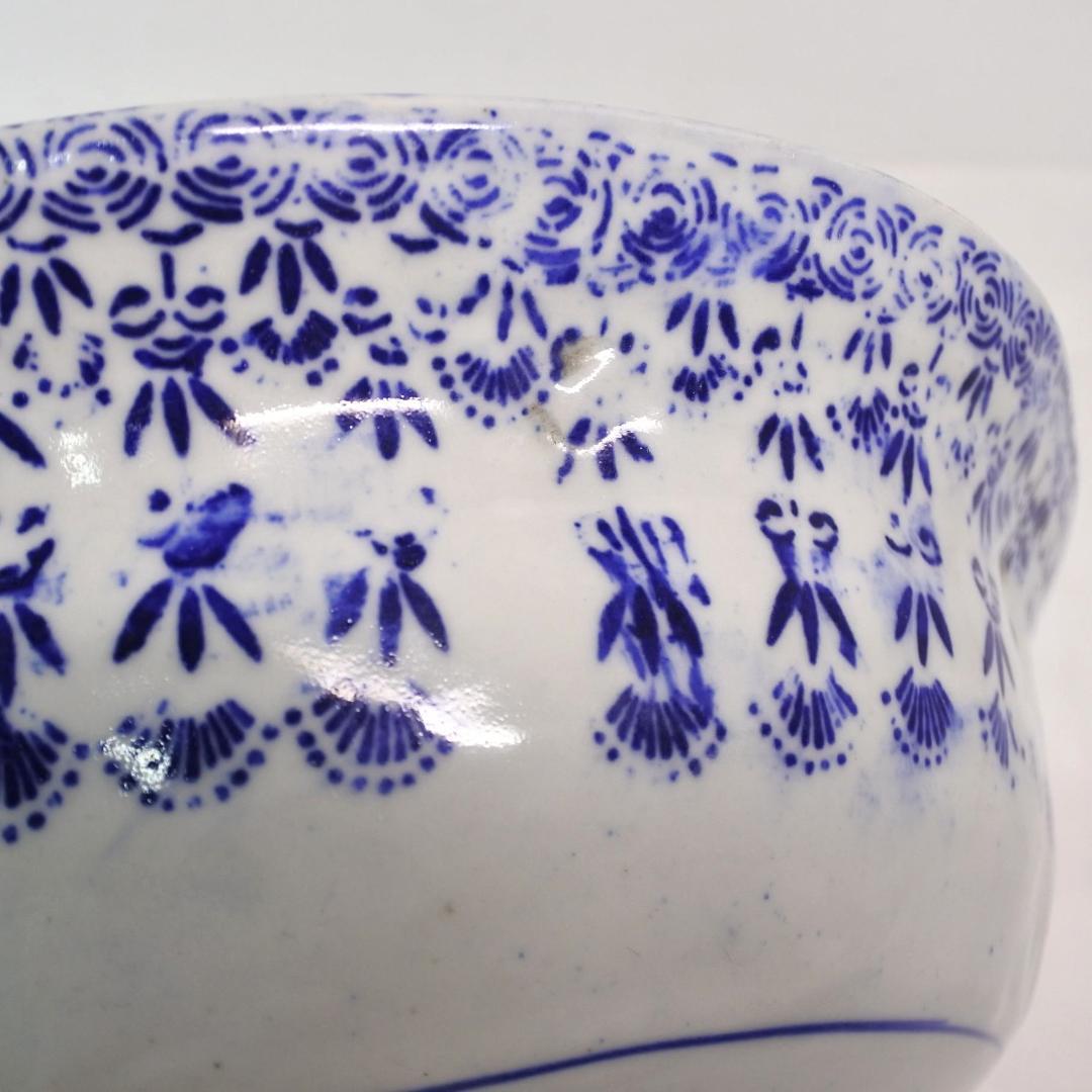 おすすめネット ベロ藍 鯉牡丹文様 大鉢 盛鉢 明治印判 古道具 工芸品 骨董 工芸品