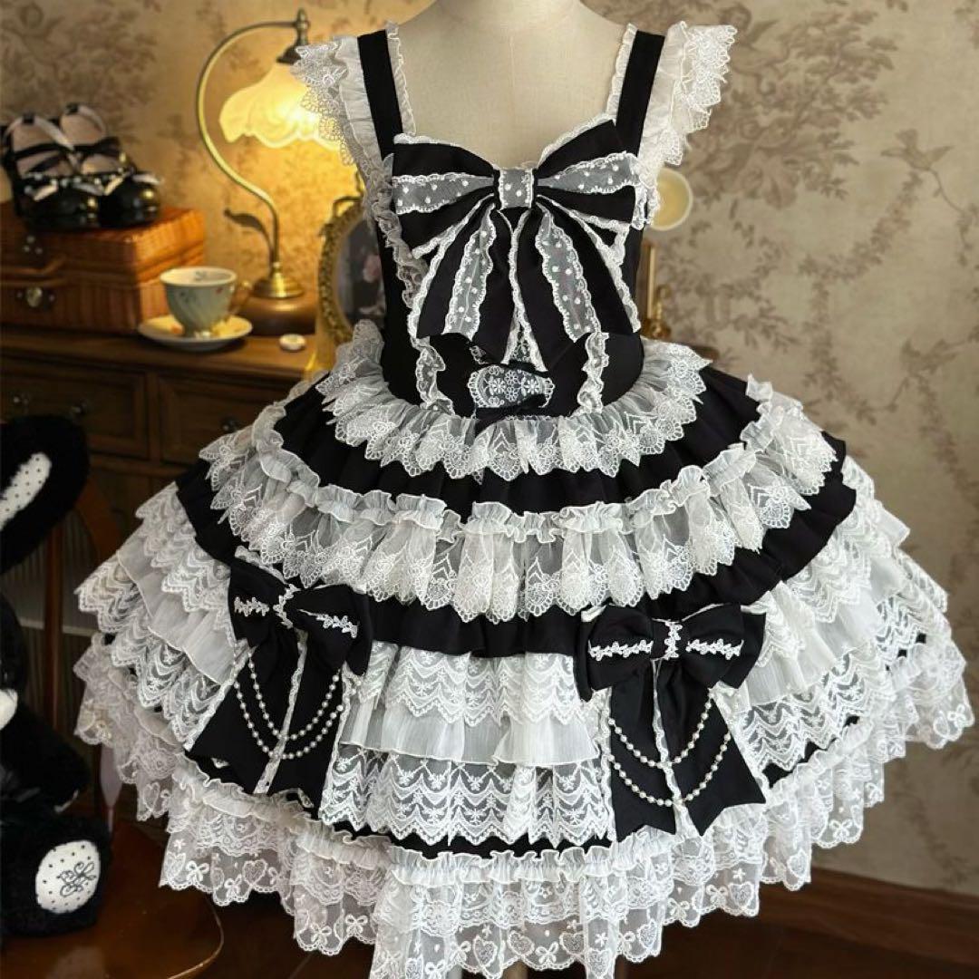 お嬢様 lolita オリジナル洋服 ロリータ ワンピース　ゴスロリ2点セット