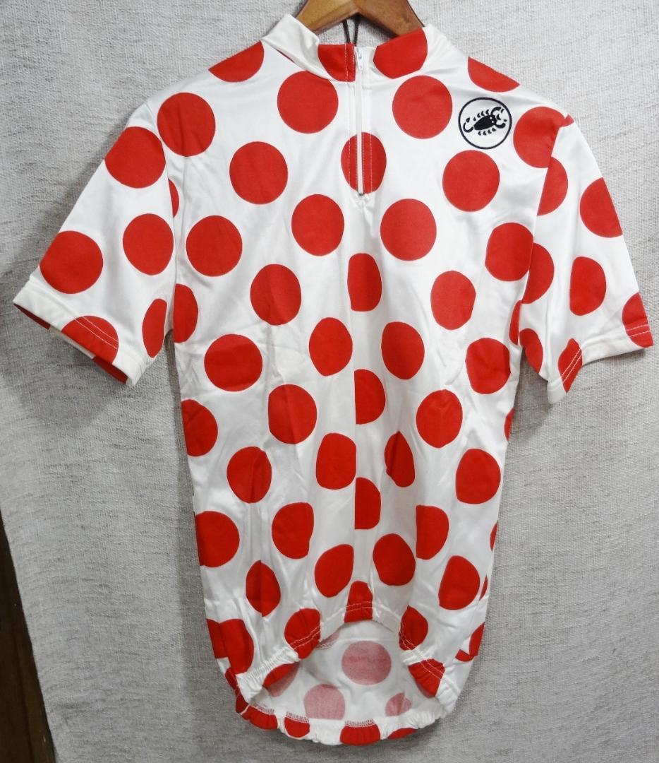 【美品】CASTELLI　カステリ　マイヨ・ブラン　赤水玉　サイズ3　イタリア制