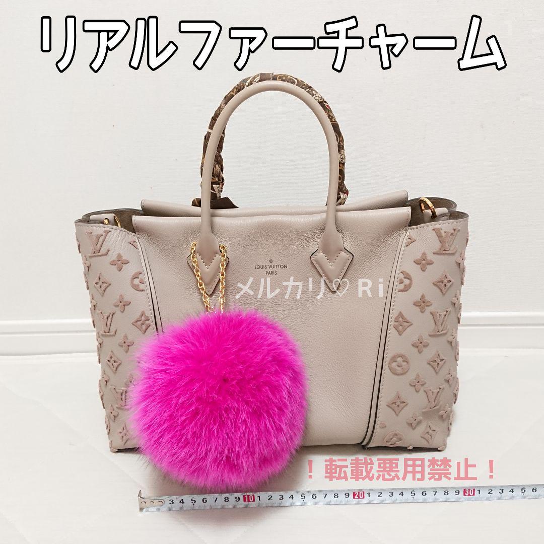 フォックス 15cm ビッグ リアルファー バッグチャーム カメリアローズ