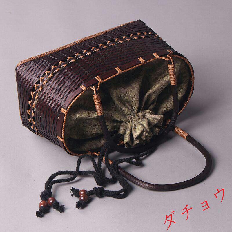 手作りする】レトロな手作り竹編みバッグのハンy