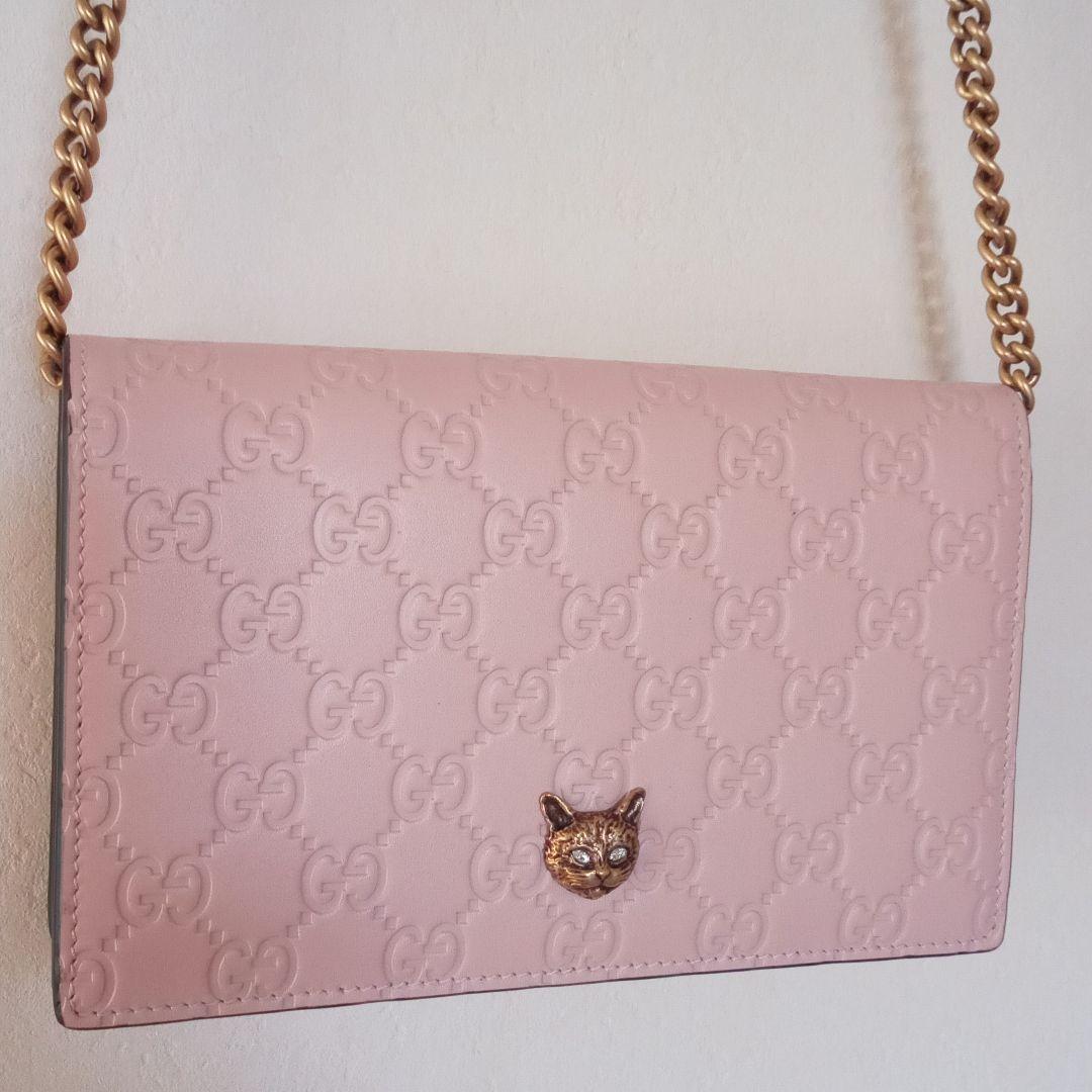 49250円 タイムセール 新品 GUCCI チェーンショルダーウォレット ピンク 送料無料