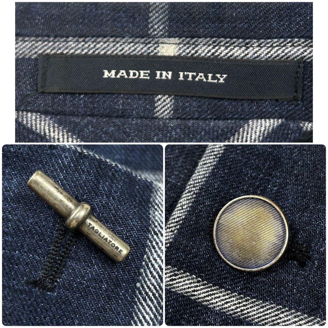 リネン100 TAGLIATORE テーラードジャケット チェック イタリア製