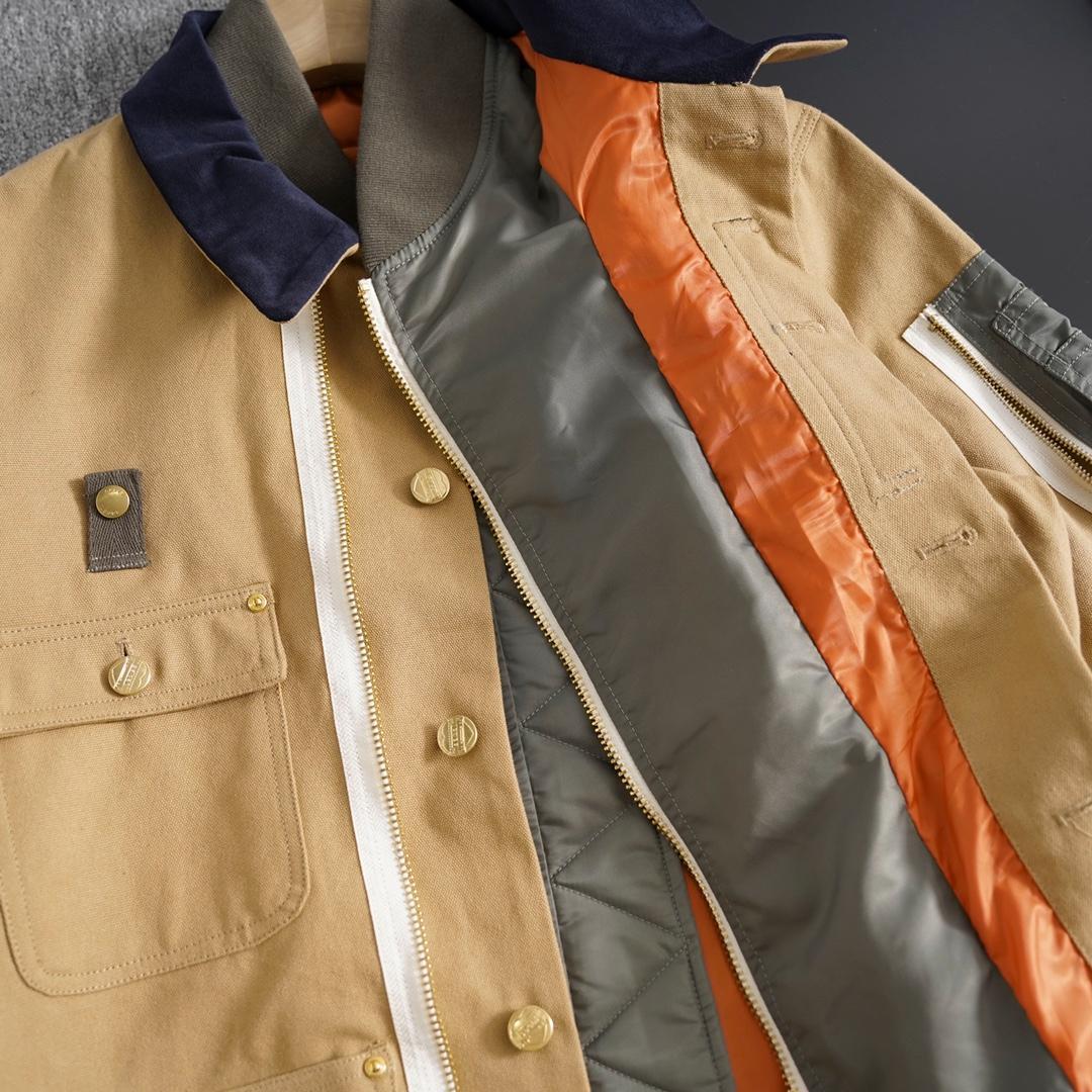 Sacaiミリタリージャケット ベージュ/ネイビーL