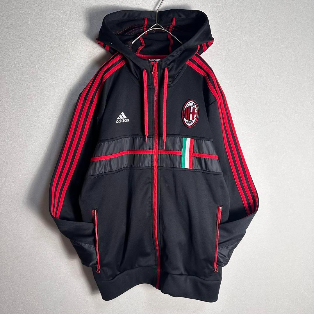 偉大な adidasジャージACミラン イタリア 赤 フード サッカー セリエA トップス