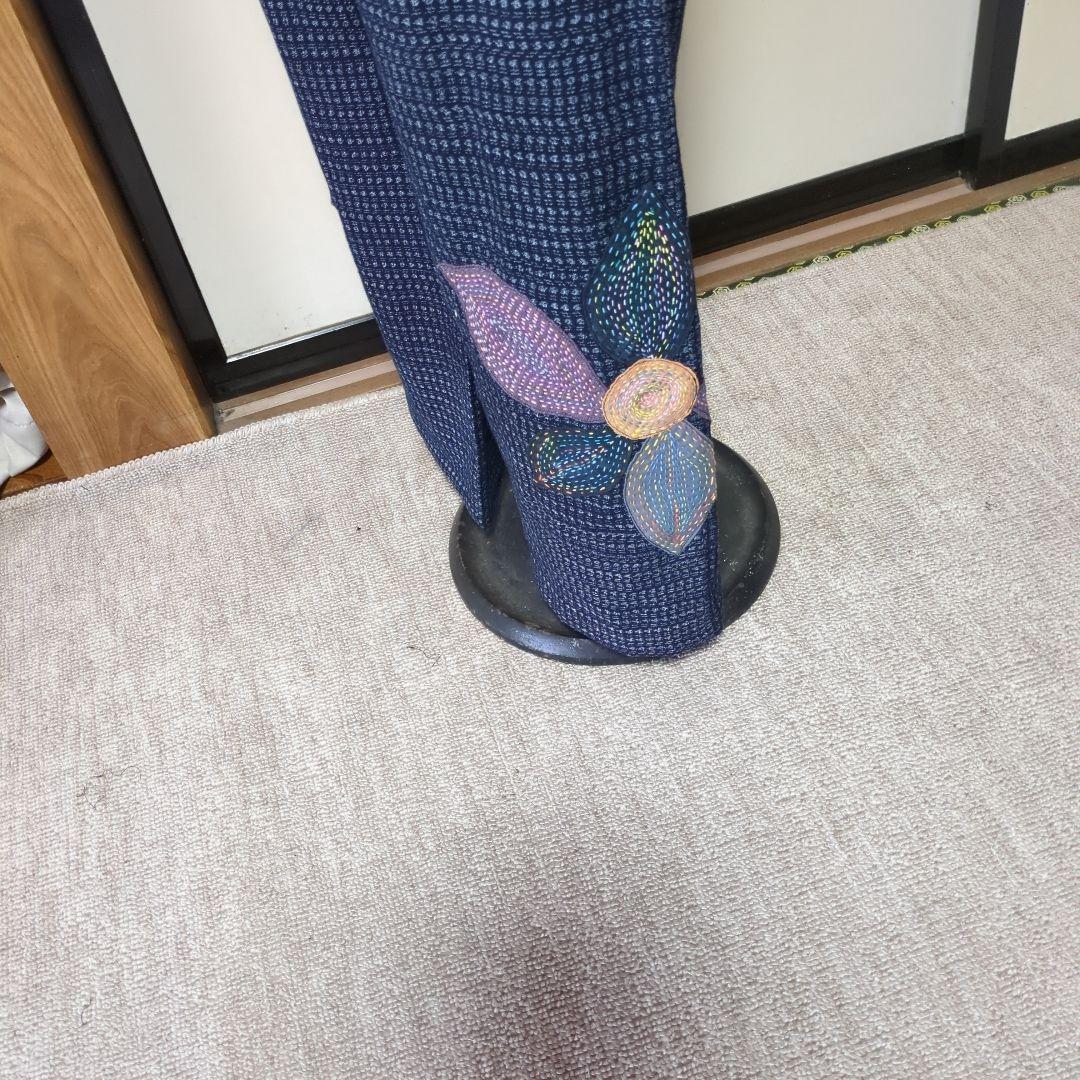 久留米絣、 ワイドパンツ刺し子