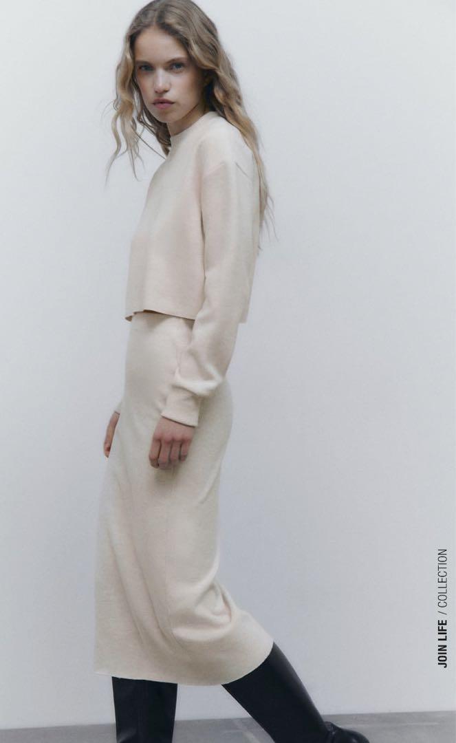 送料無料 通販 ファッション ZARA ソフトスウェットシャツ ソフトスカート 上下セット - メルカリ カットソー(長袖+七分)