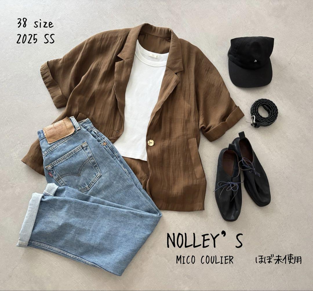 ノーリーズ NOLLEY’S シアー ジャケット 半袖 ブラウン 25SS