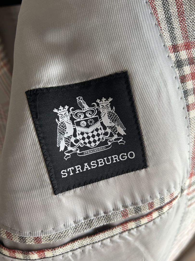リネン混 STRASBURGO チェック柄 テーラードジャケット 50サイズ