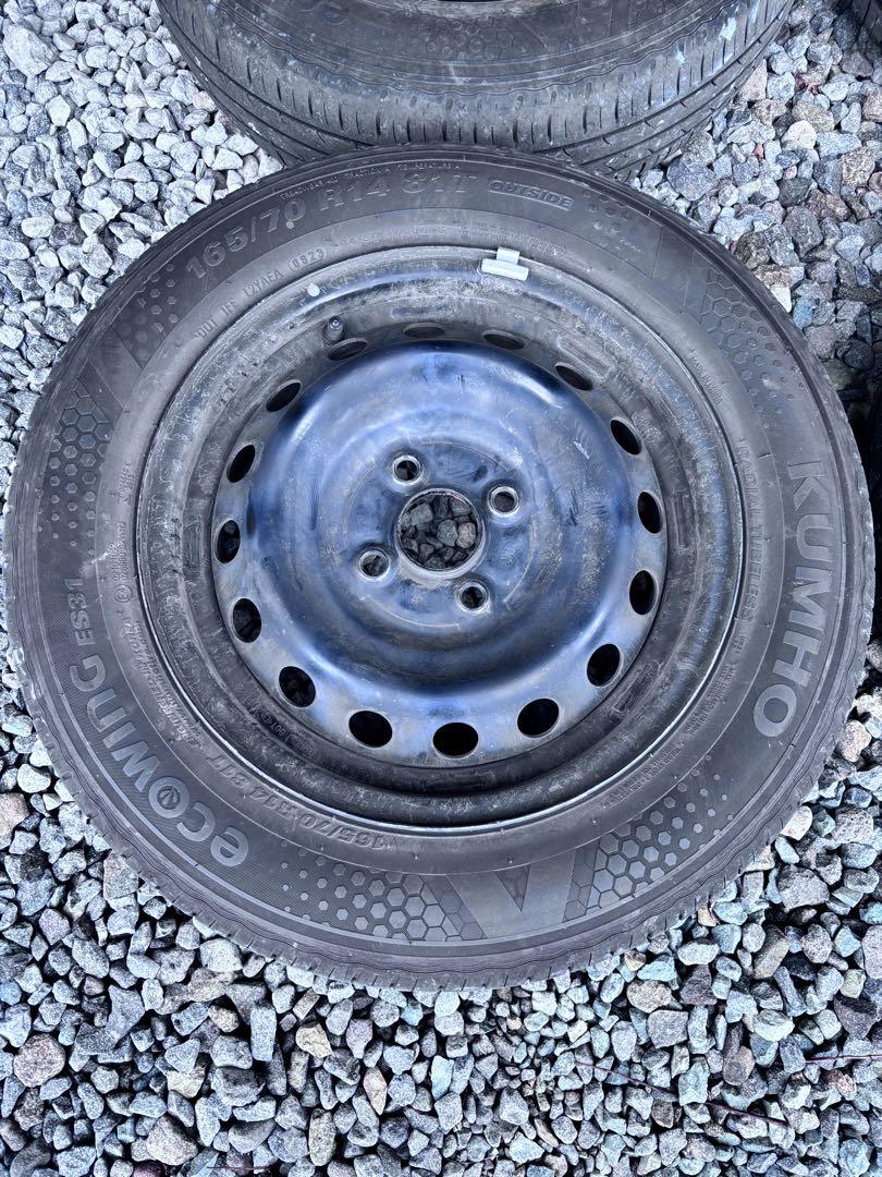 165/70R14 KUMHO エコウィング es31夏タイヤ鉄ホイール4本
