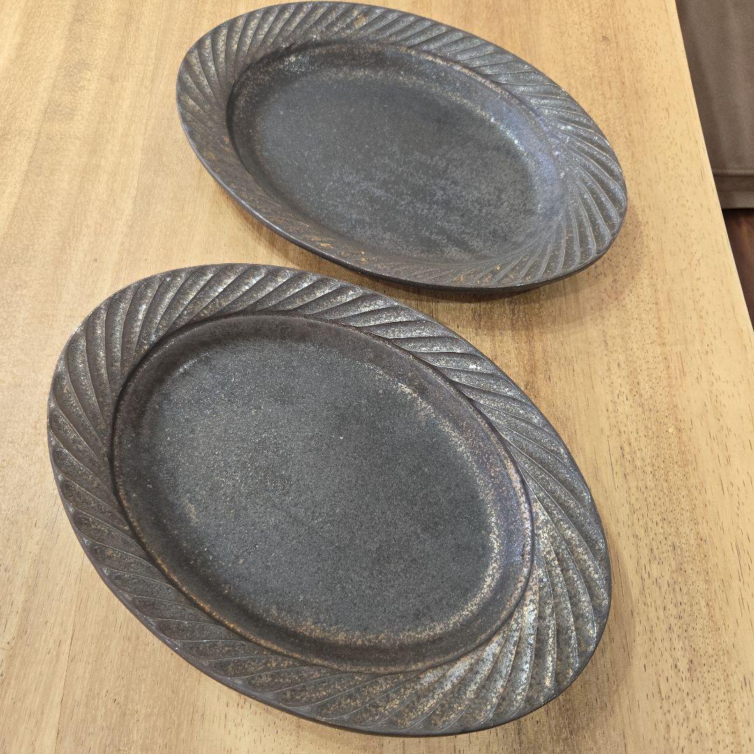 うつわうたたねさん鎬オーバル皿 2枚セット