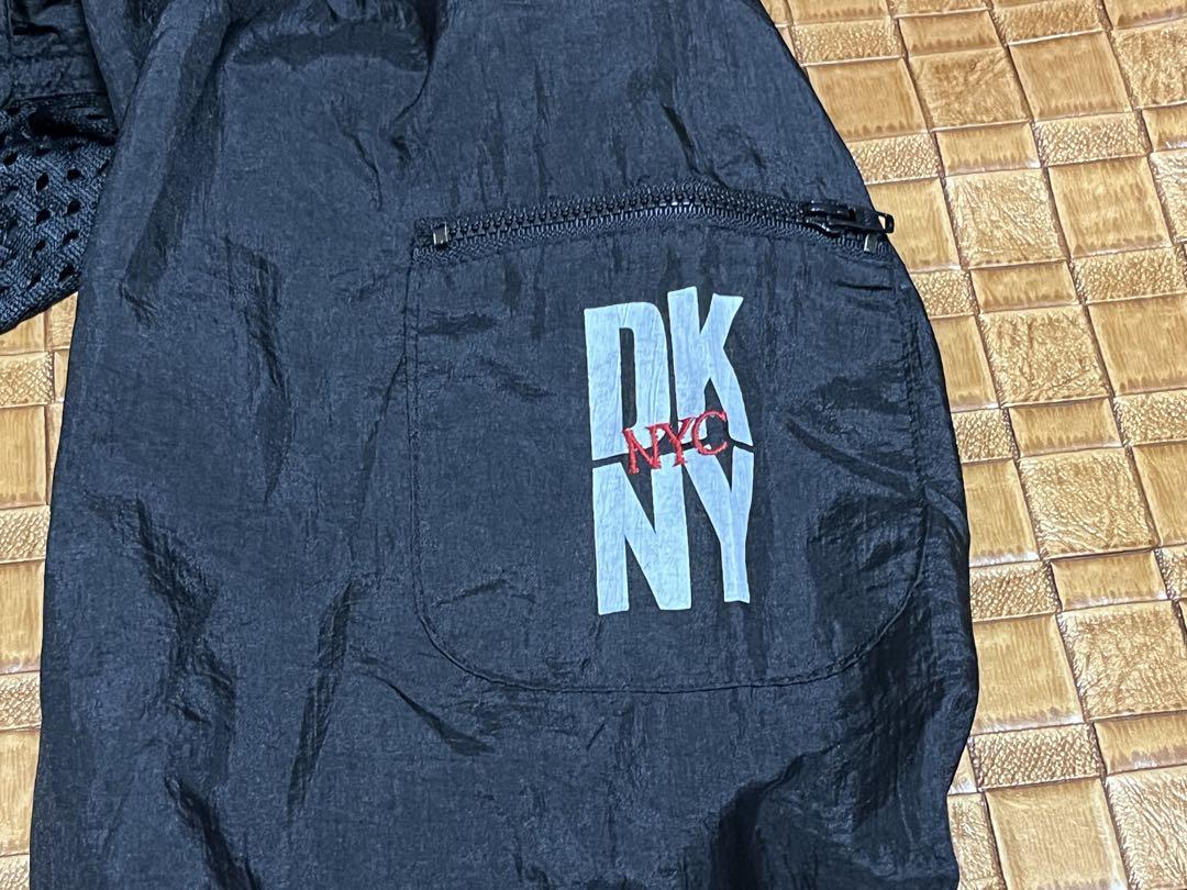 90s ダナキャランジーンズ ナイロンパーカー /M ブラック y2k DKNY