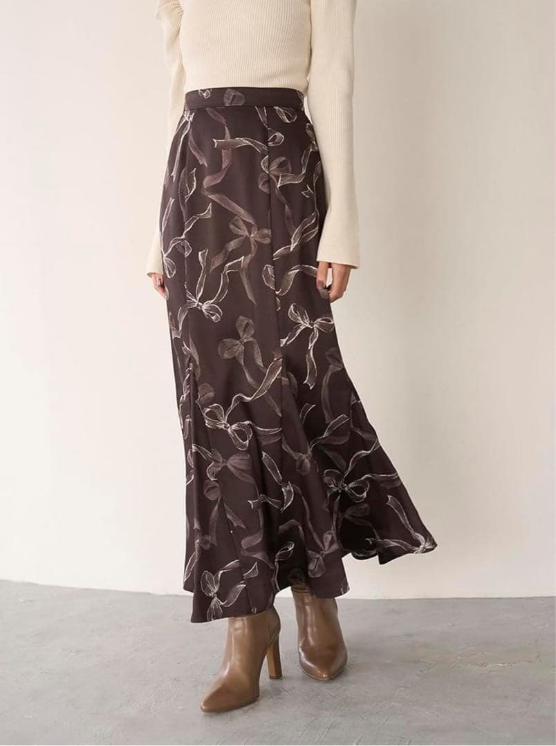 【SNIDEL】リボンプリントマーメイドスカート