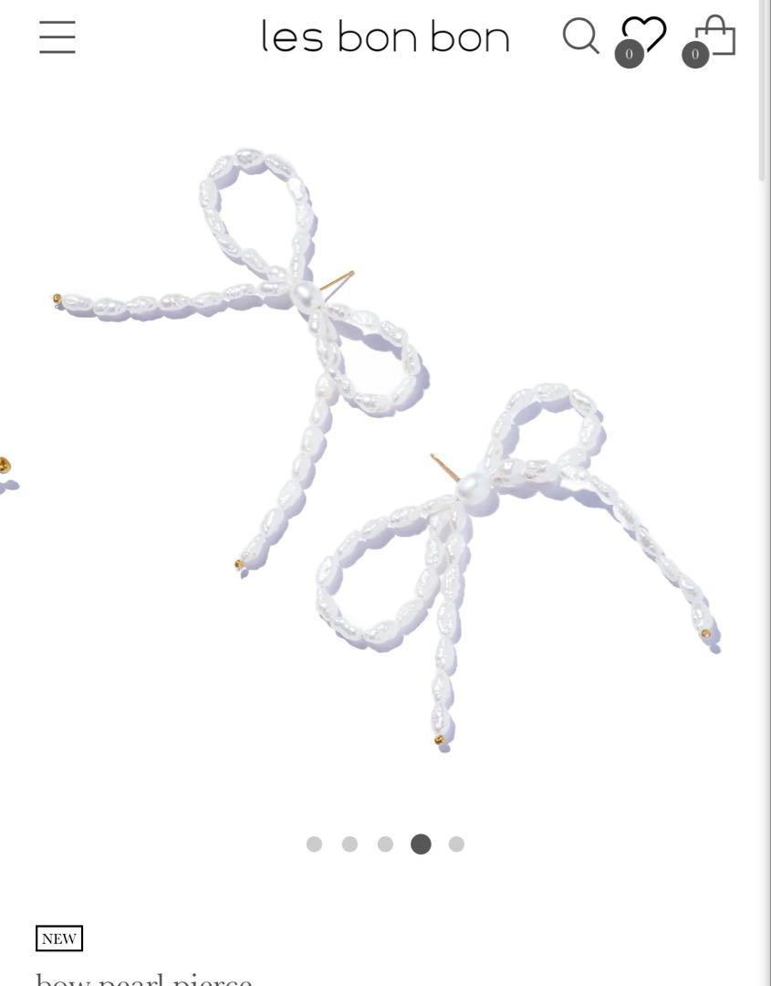 les bon bon リボン型パールピアス