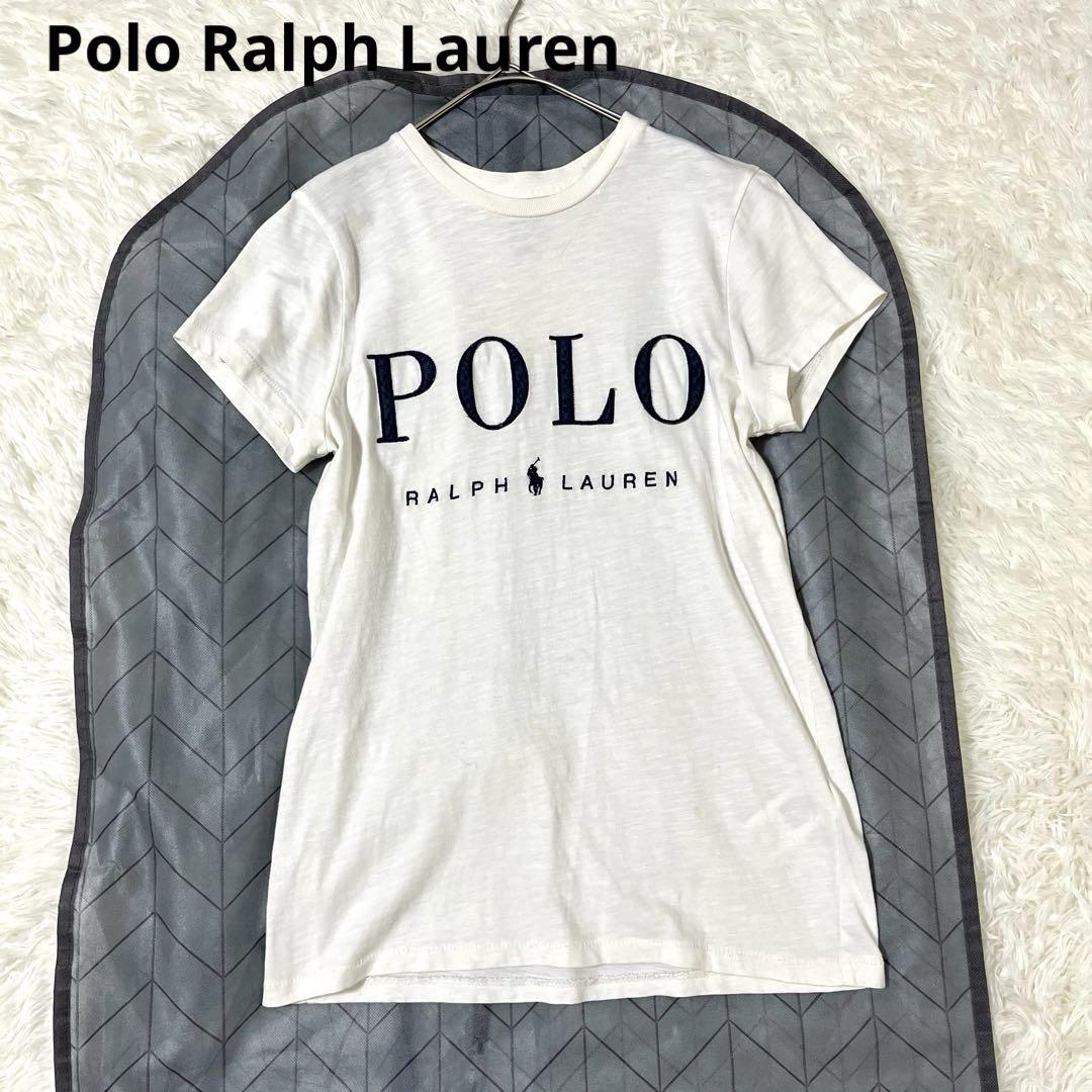 Polo Ralph Lauren Tシャツ 白 ブランドビックロゴ 刺繍 - メルカリ