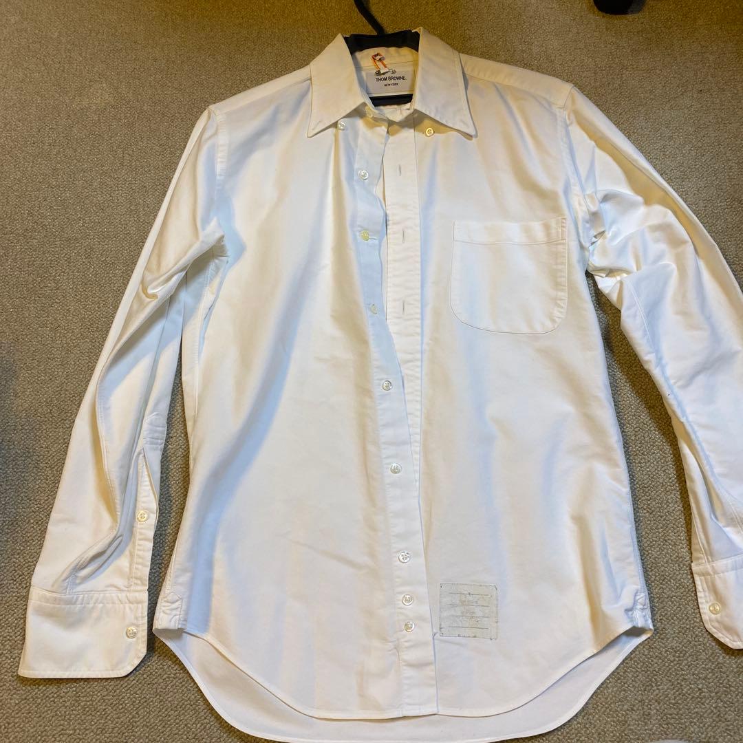 THOM BROWNE ホワイト長袖シャツ