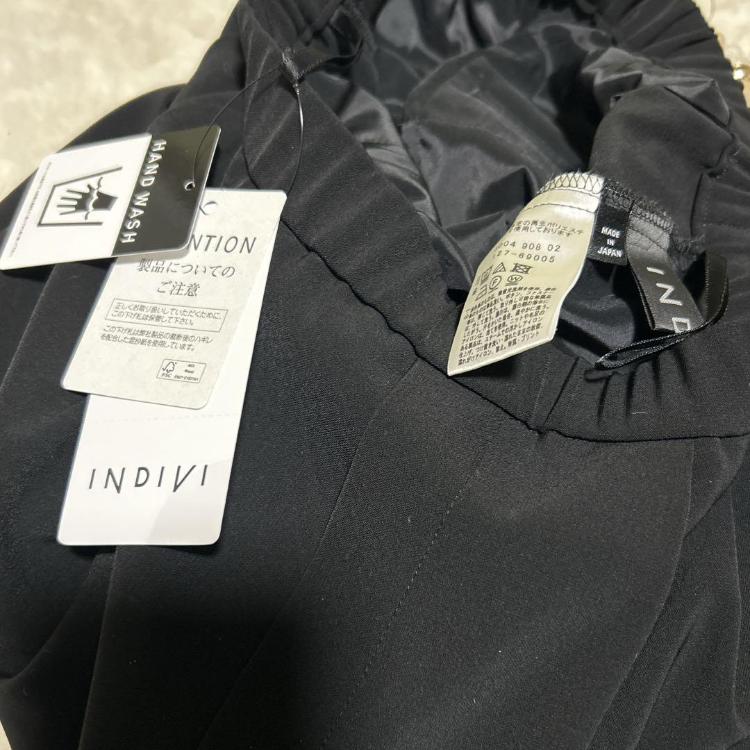 INDIVI 褒められパンツ ストレッチ タックテーパードパンツ ¥16,940