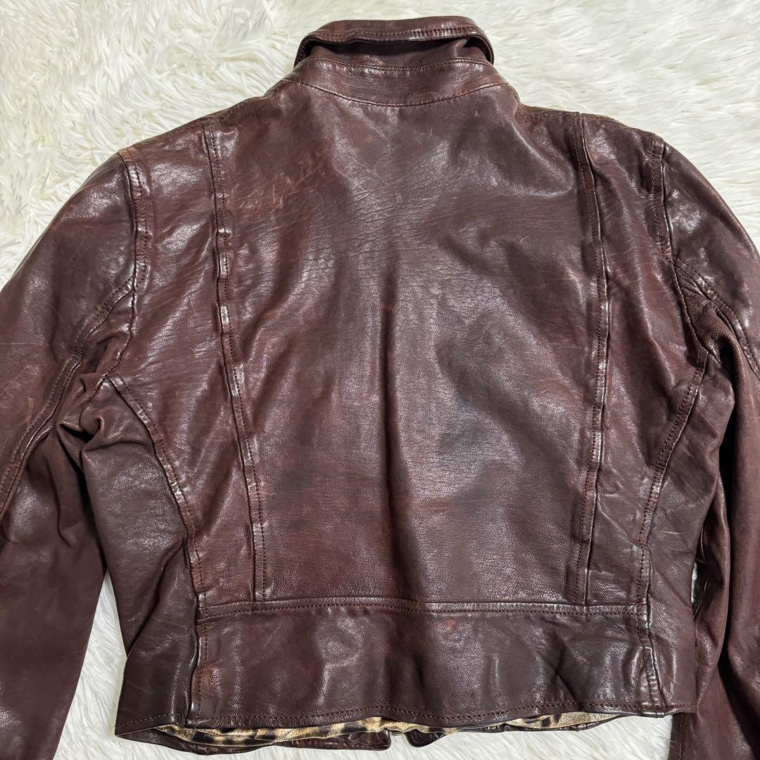 D&G ドルチェアンドガッバーナ レザージャケット レオパード ラムスキン