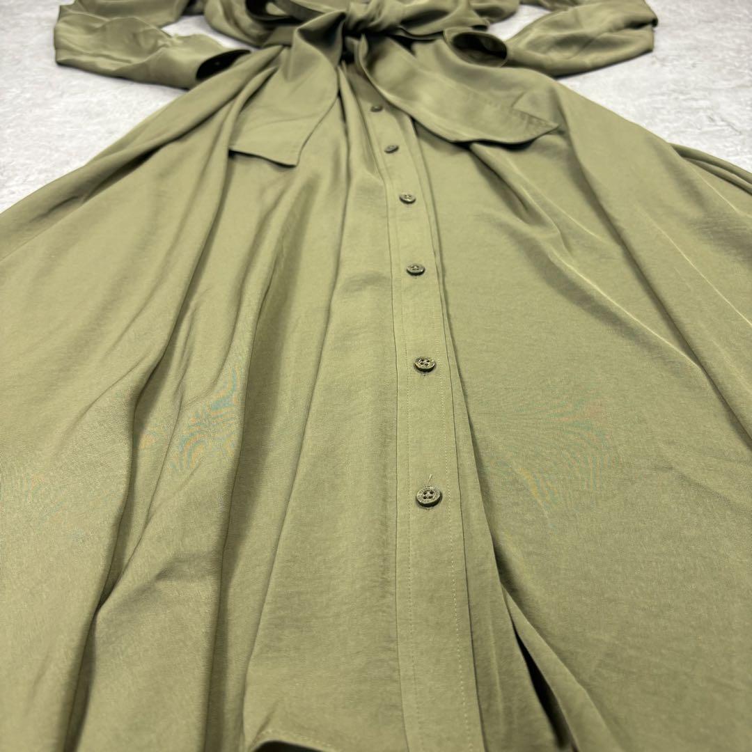 ＊美品＊ローレンラルフローレン ベルテッドシャツ　ロング　ワンピース カーキ　M 美品＊ローレンラルフローレン ベルテッドシャツ ロング