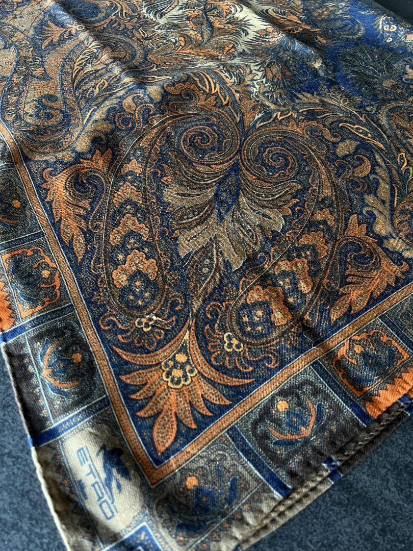 超美品　エトロETROストール大判　ペイズリー　ウール×シルク