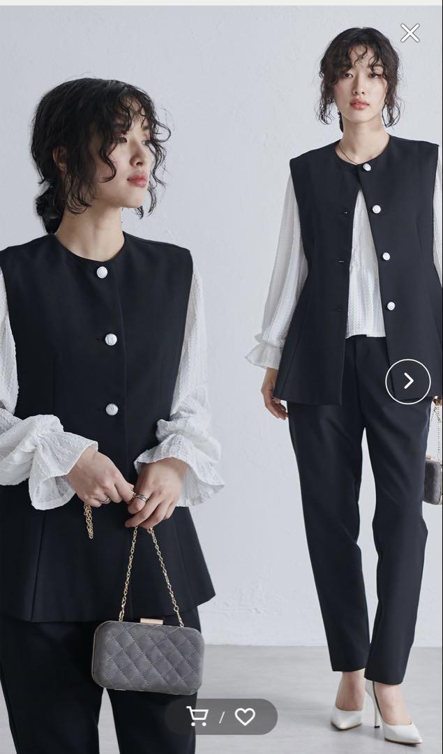 ペプラム　ベスト　テーパード　パンツ　セットアップ　セレモニー