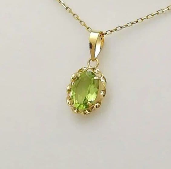 k18YG、5×7、ペリドット、ペンダントトップ、チエーン別、 k18YG、5×7、ペリドット、ペンダントトップ、チエーン別、
