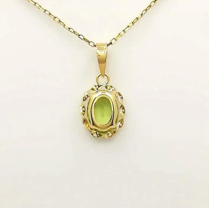 k18YG、5×7、ペリドット、ペンダントトップ、チエーン別、 k18YG、5×7、ペリドット、ペンダントトップ、チエーン別、