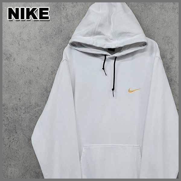 ナイキ NIKE スウェット 刺繍ロゴ パーカー ホワイト XXL 古着