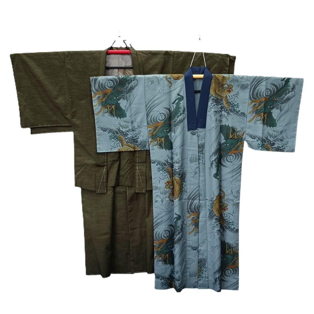 身長167～172ｃｍ用☆紬アンサンブル男着物３点　着物＋羽織＋長襦袢　新品