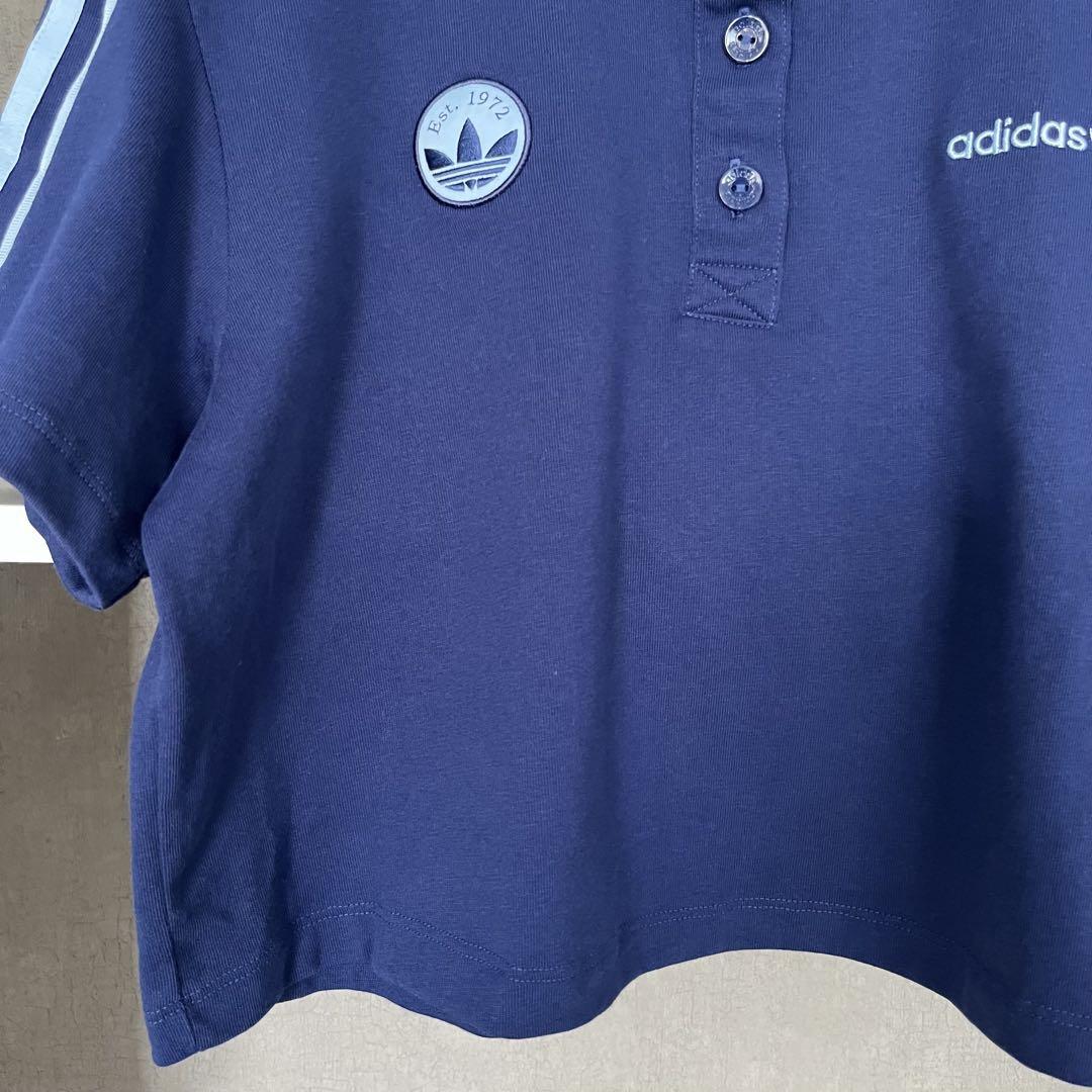 【adidas】大人可愛い★ネイビーカラーポロTシャツ レディース アディカラー クラシックス オーバーサイズ クロップ
