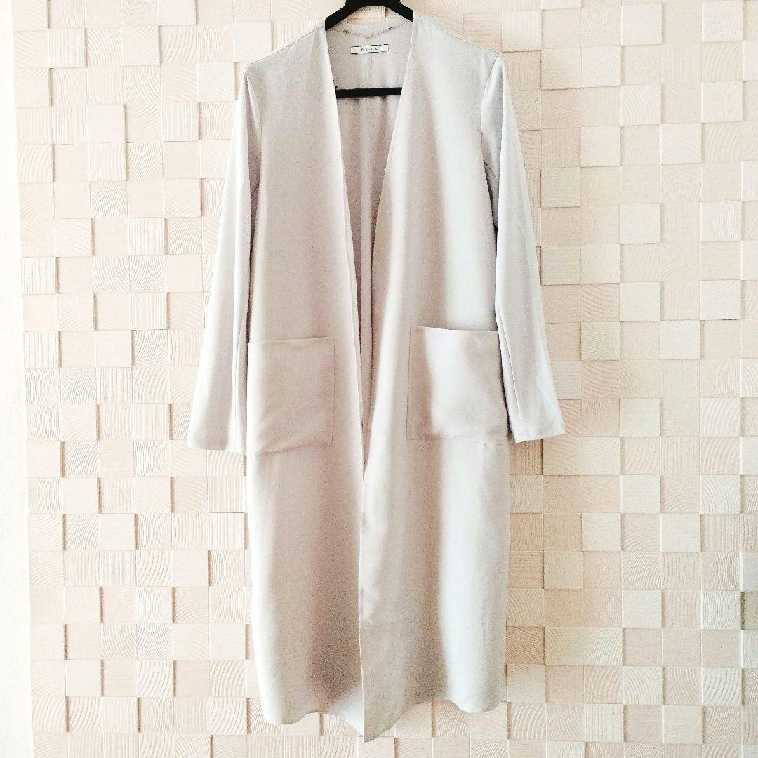 【BEIGE,】ベイジ オンワード ノーカラー 薄手ロングジャケット