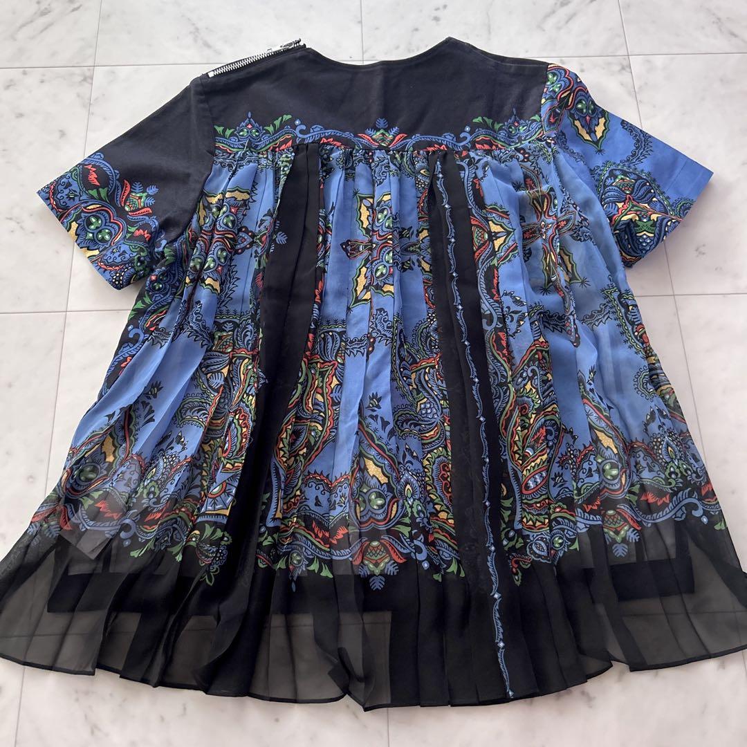 sacai サカイ バックプリーツ ドッキング シャツ グリーン sacai（ワンピース ・ グリーン・カーキ/緑色系）のフリマ