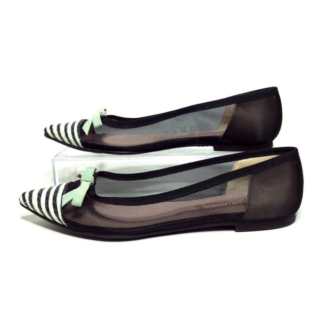 PrettyBallerinas バレエシューズ メッシュ ボーダー