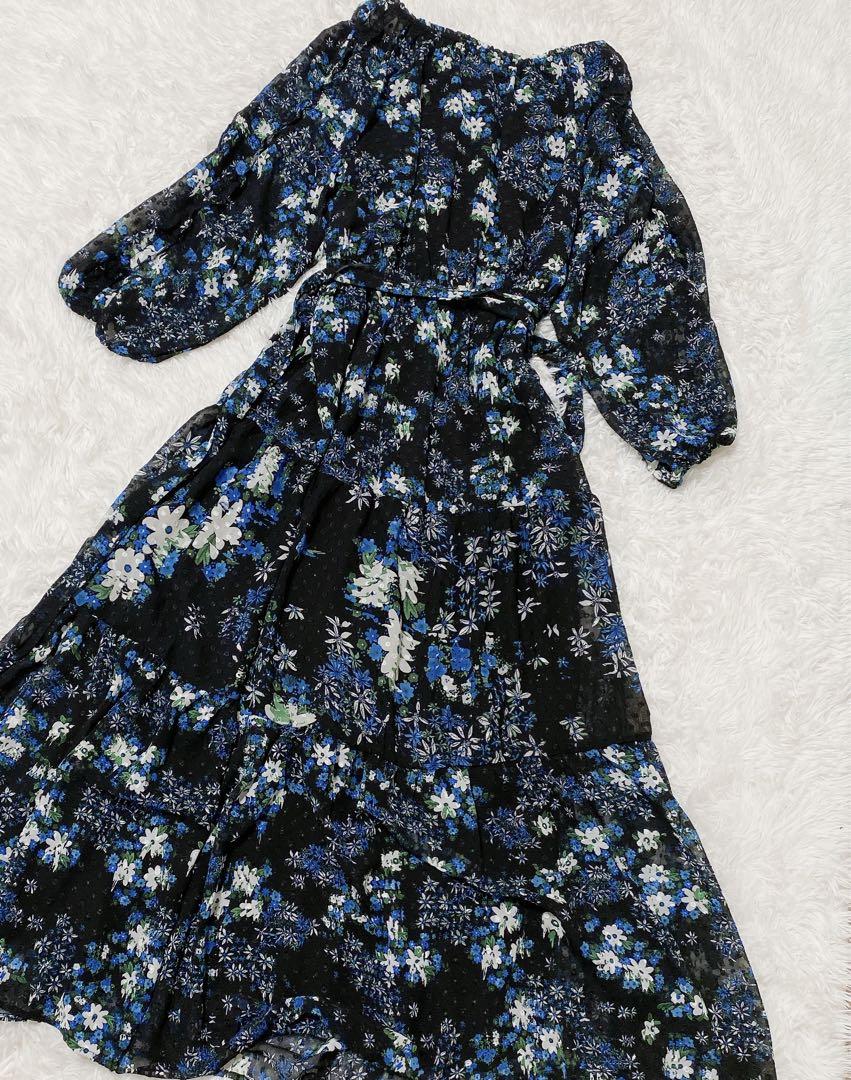 定価27,900 Desigual デシグアル 花柄スイスドットミディワンピース