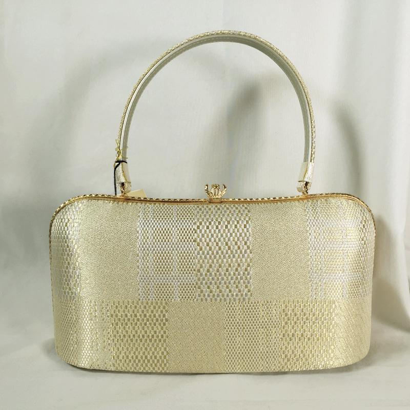 14x2★紗織/沙織 草履バッグセット Lサイズ 西陣織 金銀格子★新品
