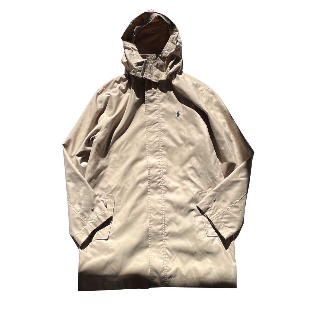 【90s】Ralph Lauren フーディー スタンドカラーコート ベージュ
