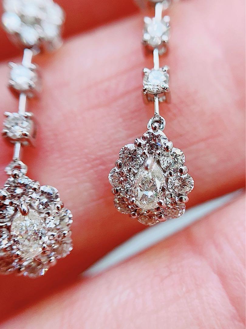 ★0.80ct★✨ペアシェイプダイヤモンドプラチナ揺れるピアス イヤリング 画像7