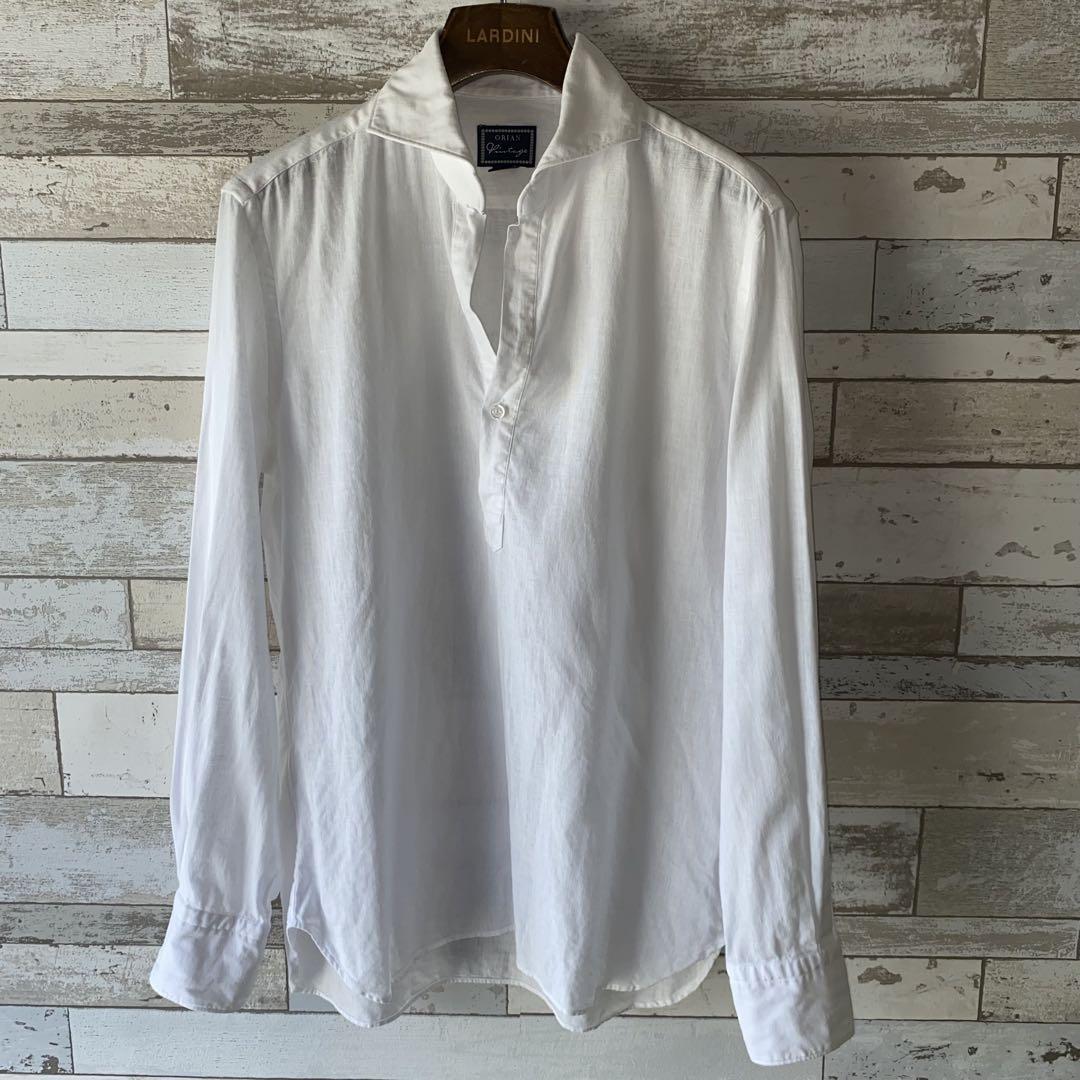 ORIAN Vintage リネンコットン プルオーバーシャツ sizeS