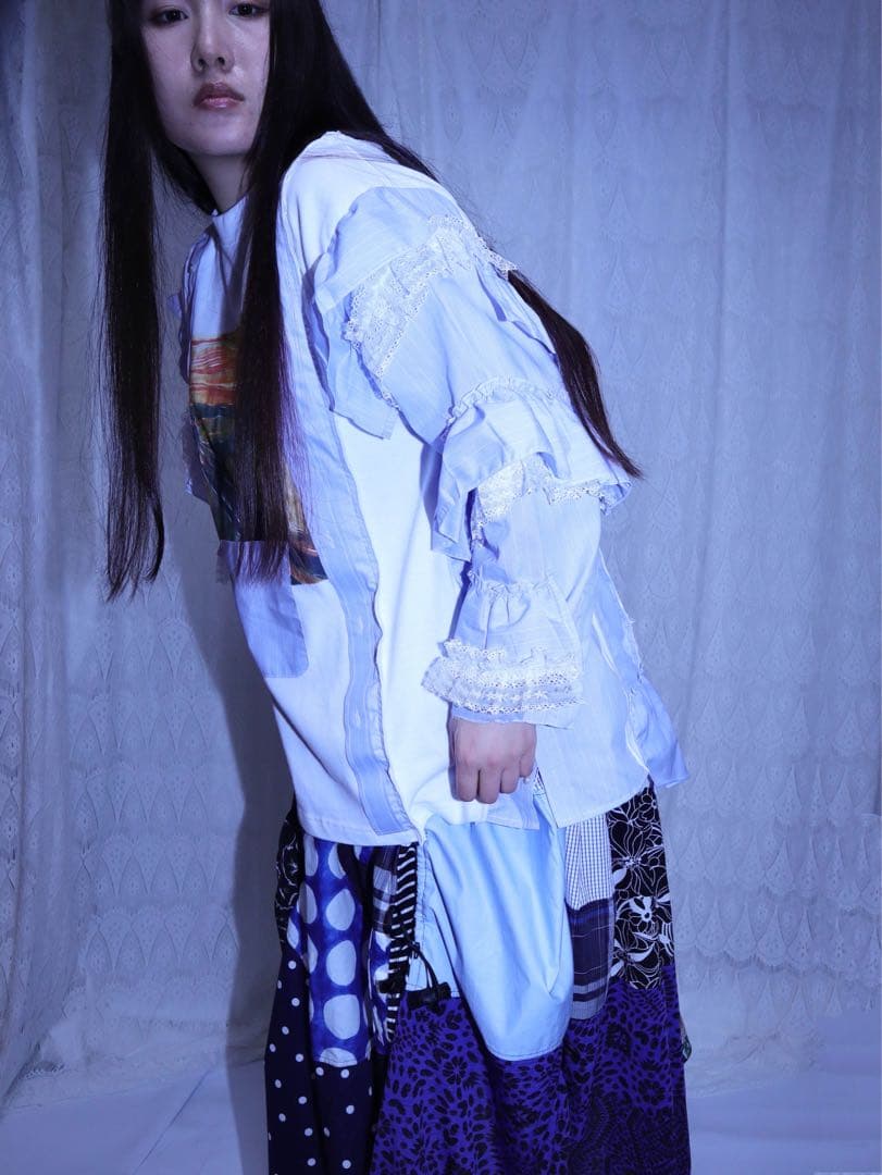 レースプリントリメイクTEEシャツ9031MEIKEIINハンドメイド レースプリントリメイクTEEシャツ9031MEIKEIINハンドメイド