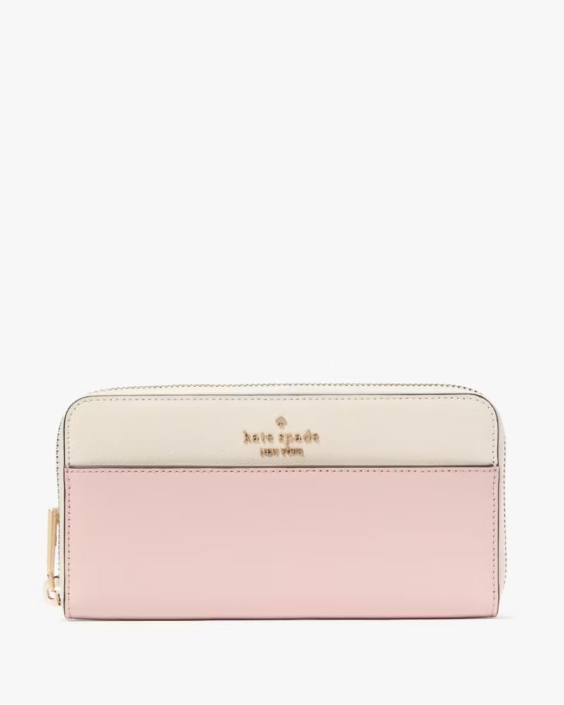 【新品】kate spade　 長財布 ラウンドジップ　ホワイト　ピンク 新品】ケイトスペード 長財布 マディソ ピンク ホワイト