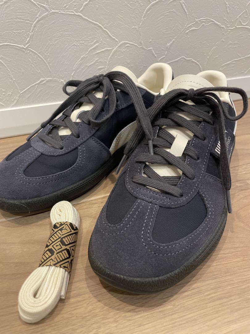 PUMA ネイビー/ホワイト スエード スニーカー