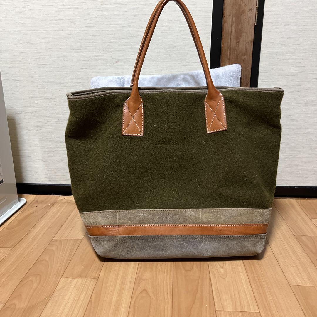 オリーブグリーン ウールトートバッグショルダーバッグ