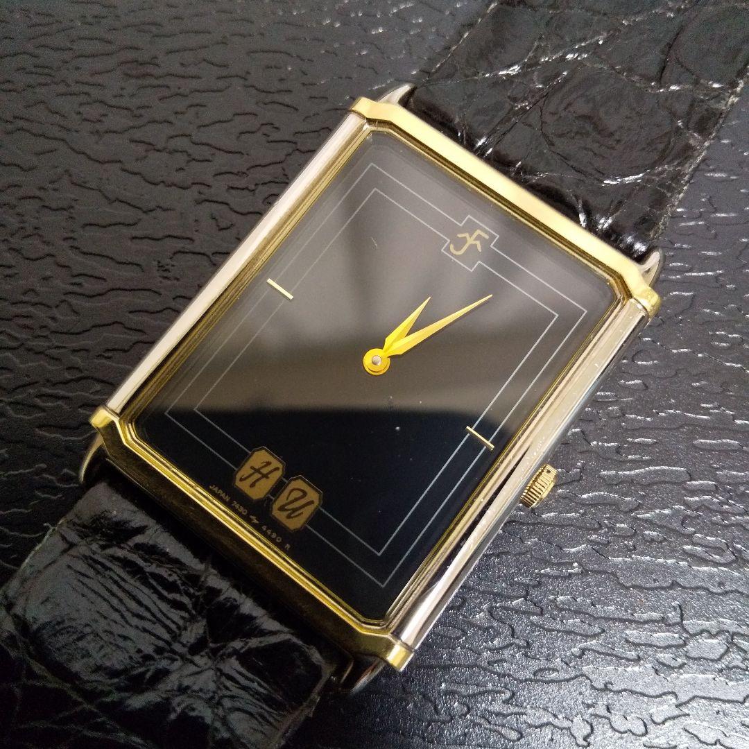 SEIKO 7430-5630 クォーツ腕時計 アナログ ブラック/ゴールド