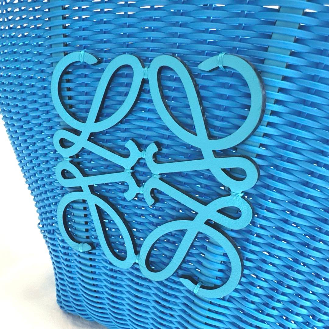 【美品】LOEWE ロエベ マーメイドバスケット カゴバッグ スカイブルー