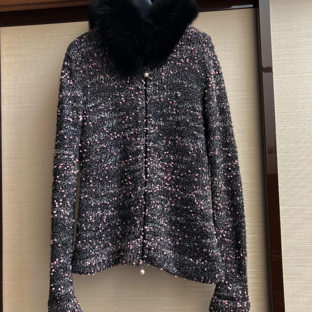 ルネrene fox付ミックスツイードパーカー　34 ルネrene fox付ミックスツイードパーカー 34