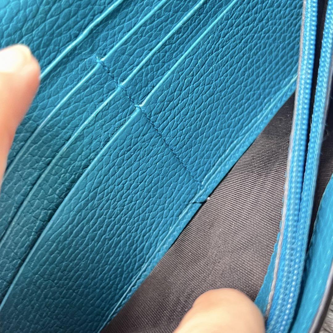 良品✨GUCCI 長財布　インターロッキング　ターコイズ　メンズ　フラップ